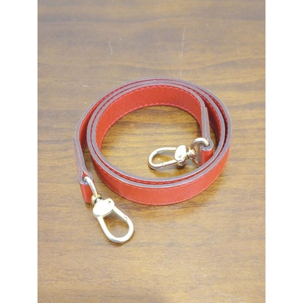 Red Leather Key & Card Holder Strap with Gold Hardware